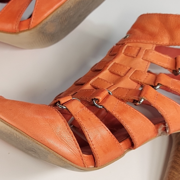 Minelli Salmon Leather Open High Heel Sandal Booties, 40 - Picture 8 of 10